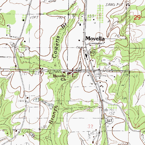 Topographic Map of Movella Cemetery, MS