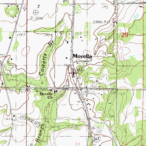 Topographic Map of Movella Missionary Baptist Church, MS