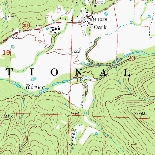 Topographic Map of Bull Creek, AR