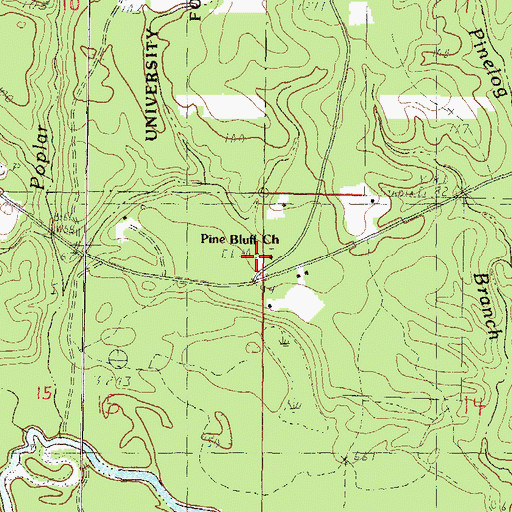 Topographic Map of Piney Woods Cemetery, MS