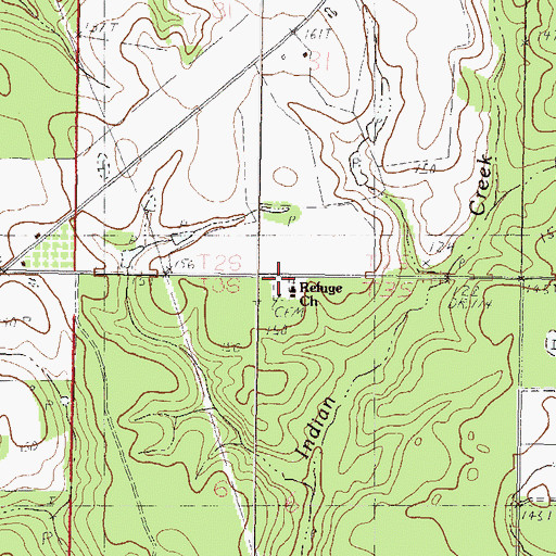 Topographic Map of Refuge Cemetery, MS