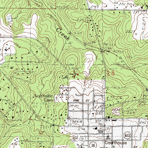 Topographic Map of Rhymes Cemetery, MS