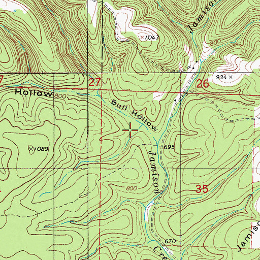 Topographic Map of Bull Hollow, AR