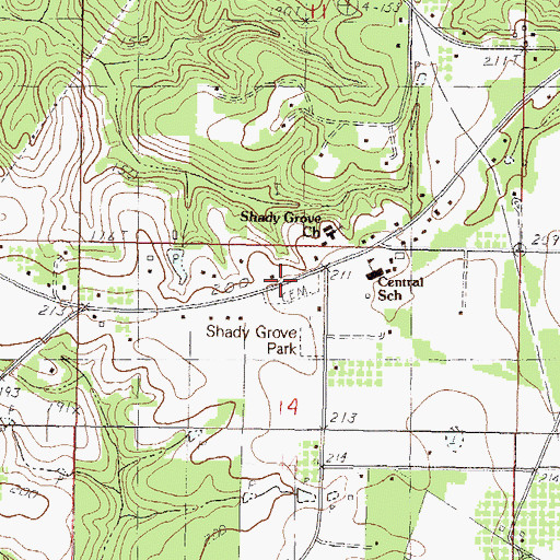 Topographic Map of Shady Grove Cemetery, MS