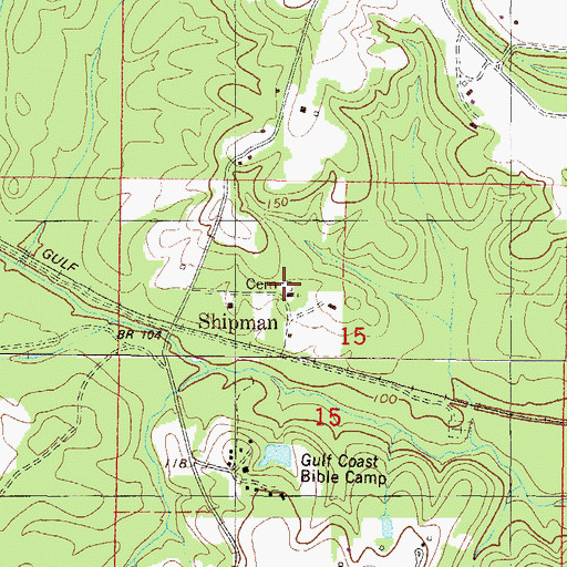 Topographic Map of Shipman Cemetery, MS