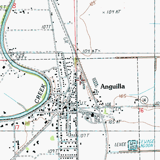 Topographic Map of Anguilla Elementary School, MS