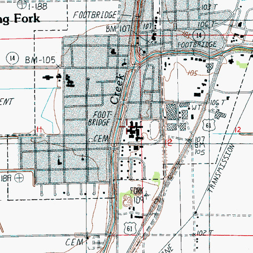 Topographic Map of Rolling Fork High School, MS