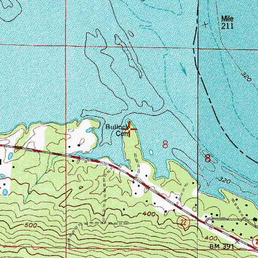 Topographic Map of Bullock Cemetery, AR