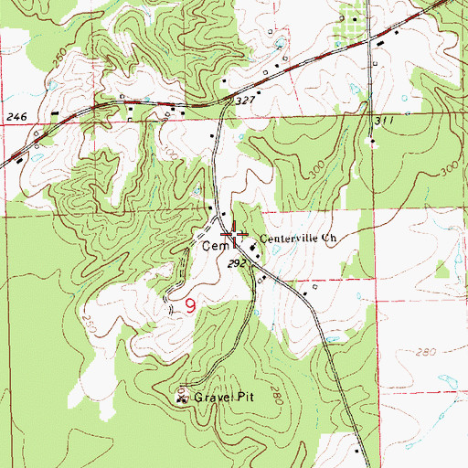 Topographic Map of Centerville Cemetery, MS