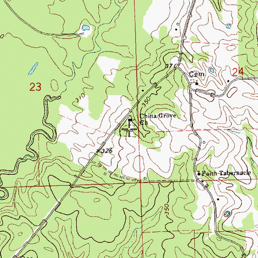 Topographic Map of China Grove Cemetery, MS