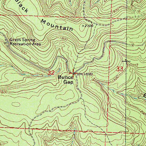 Topographic Map of Bunce Gap, AR