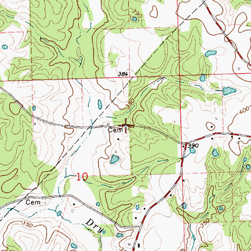 Topographic Map of Elisha Thornhill Cemetery, MS