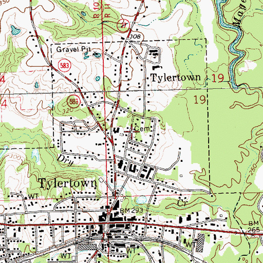 Topographic Map of Founders Cemetery, MS