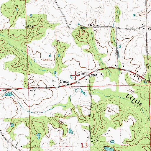 Topographic Map of Isaac Duncan Cemetery, MS