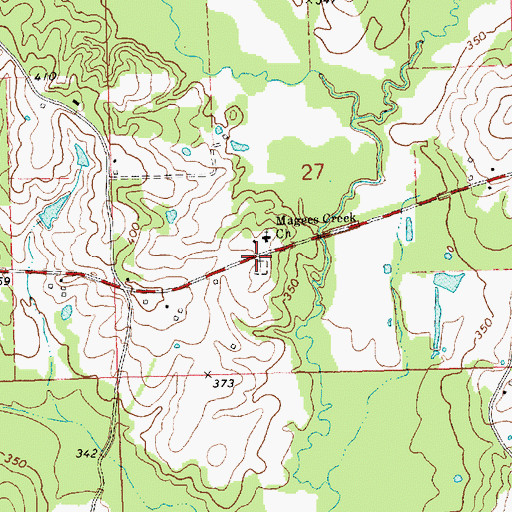 Topographic Map of Magees Creek Cemetery, MS