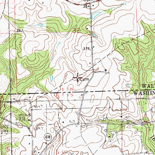 Topographic Map of Old State Line Cemetery, MS