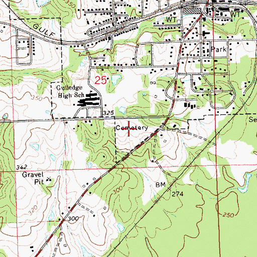 Topographic Map of Tylertown Cemetery, MS