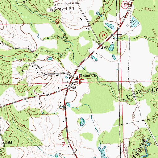 Topographic Map of Union Cemetery, MS