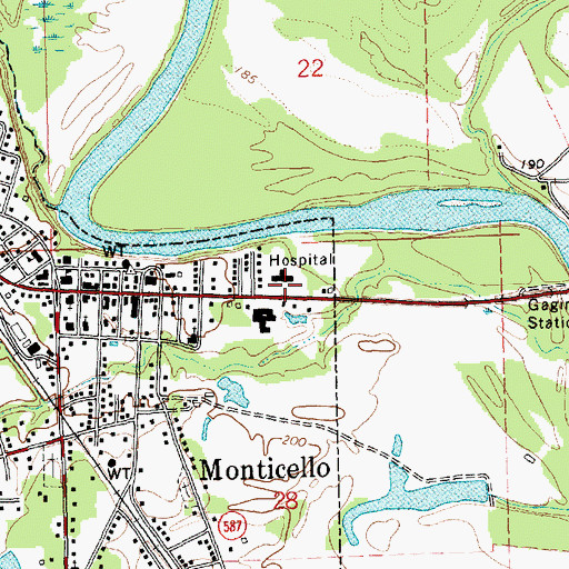 Topographic Map of Lawrence County Hospital, MS