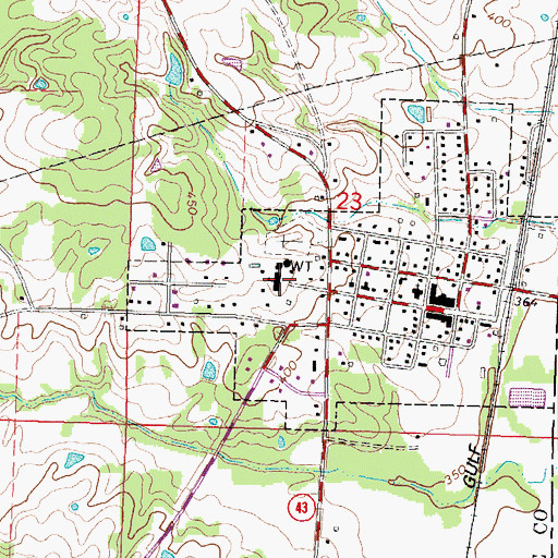 Topographic Map of New Hebron School, MS