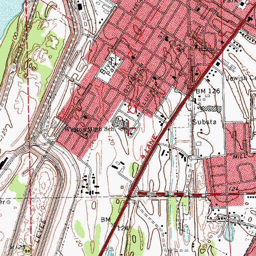 Topographic Map of Armstrong Elementary School, MS