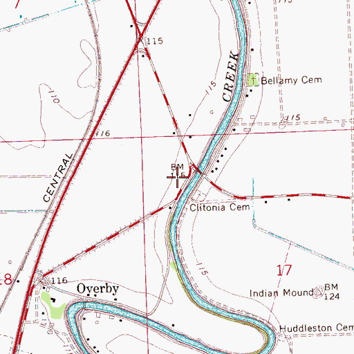 Topographic Map of Cletonia, MS