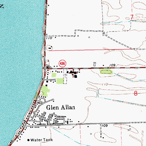 Topographic Map of Glen Allan Attendance Center (historical), MS