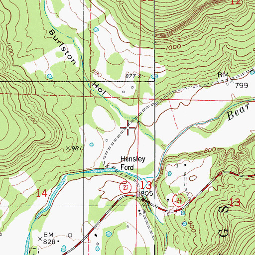 Topographic Map of Burlston Hollow, AR