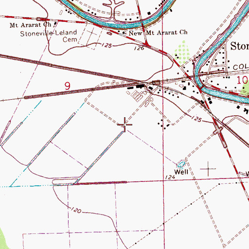 Topographic Map of Oakland Plantation (historical), MS