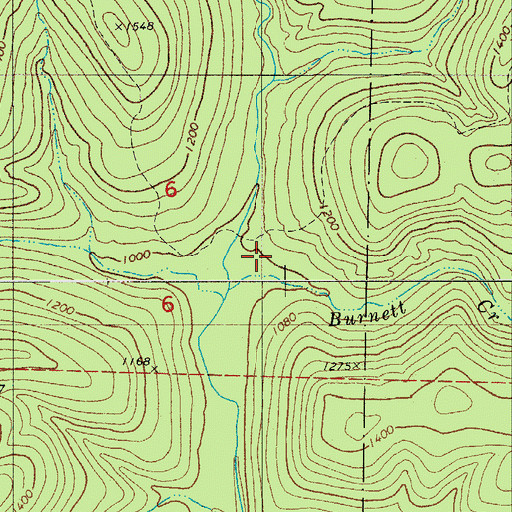 Topographic Map of Burnett Creek, AR