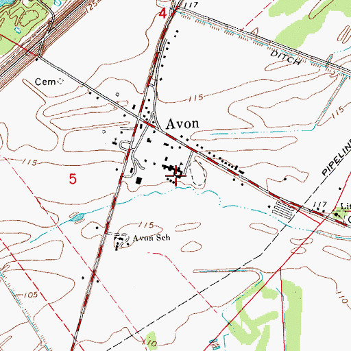 Topographic Map of Riverside Attendance Center (historical), MS