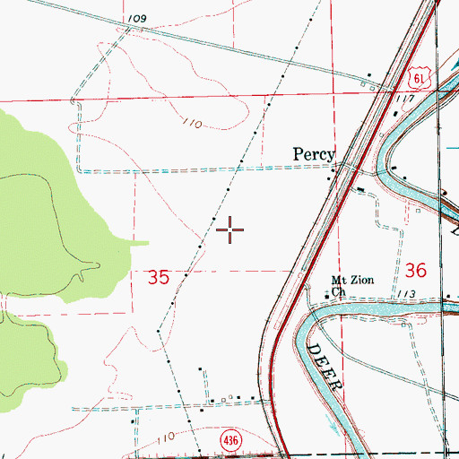 Topographic Map of Tanglewood Plantation (historical), MS
