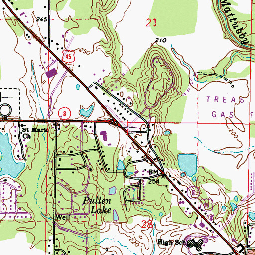 Topographic Map of Aberdeen Church of Christ, MS