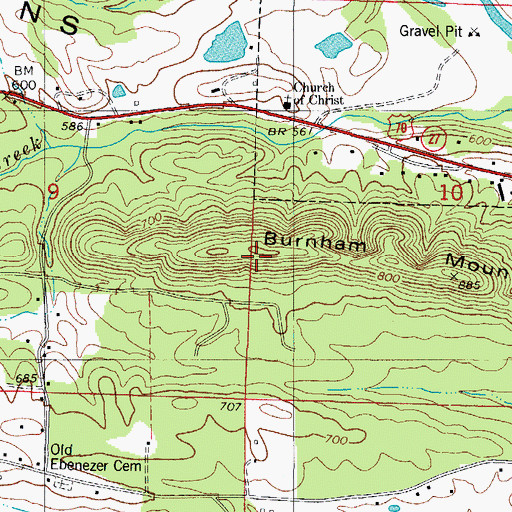 Topographic Map of Burnham Mountain, AR