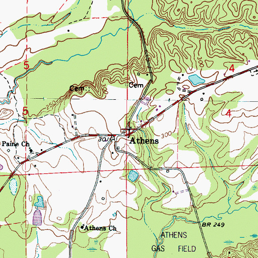 Topographic Map of Athens Baptist Church, MS
