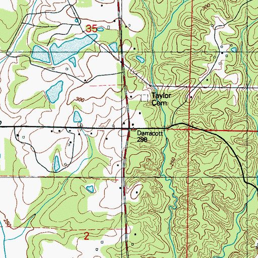 Topographic Map of Darracott, MS