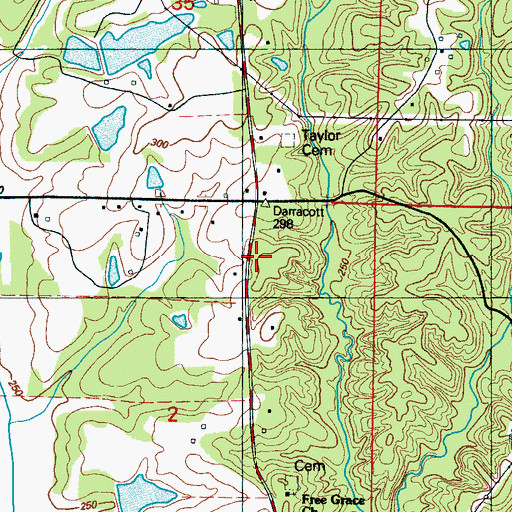 Topographic Map of Darracott High School (historical), MS