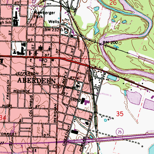 Topographic Map of First Pentecostal Church, MS