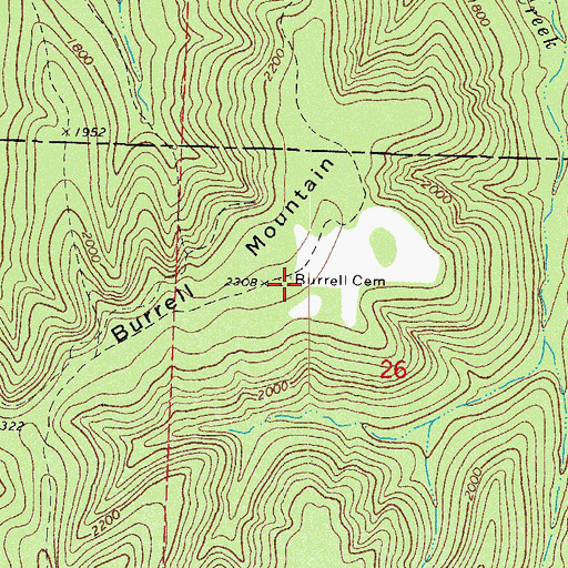 Topographic Map of Burrell Cemetery, AR