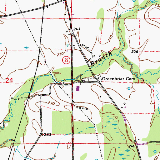 Topographic Map of Greenbrier Church (historical), MS