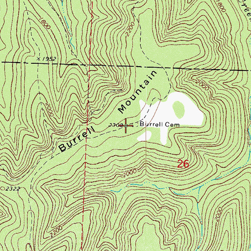 Topographic Map of Burrell Mountain, AR