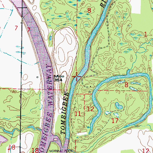 Topographic Map of Lackeys Ferry (historical), MS