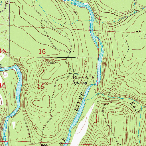Topographic Map of Burrell Spring, AR