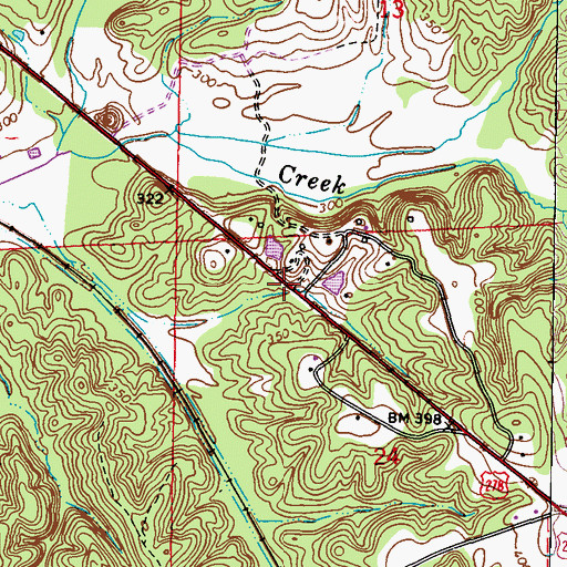 Topographic Map of Log Spur (historical), MS