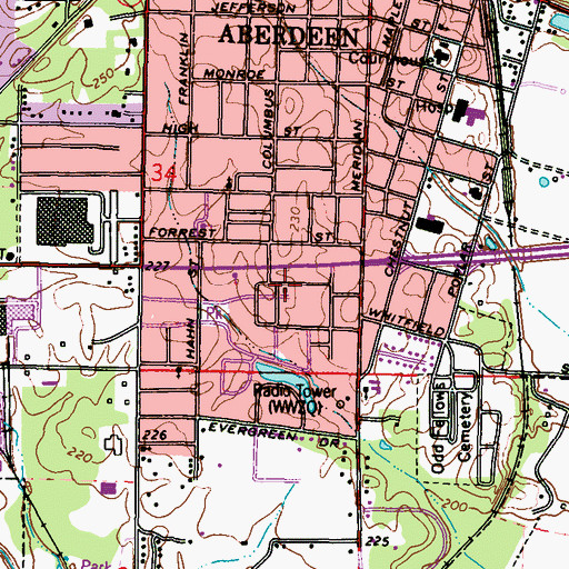 Topographic Map of Morgan Chapel Christian Methodist Episcopal Church, MS