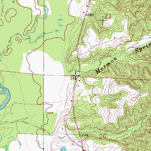 Topographic Map of Mormon Springs, MS