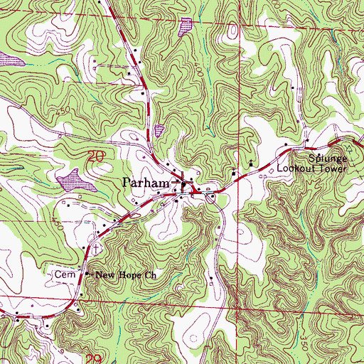 Topographic Map of New Hope Baptist Church, MS