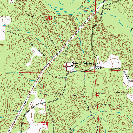 Topographic Map of New Prospect Cemetery, MS