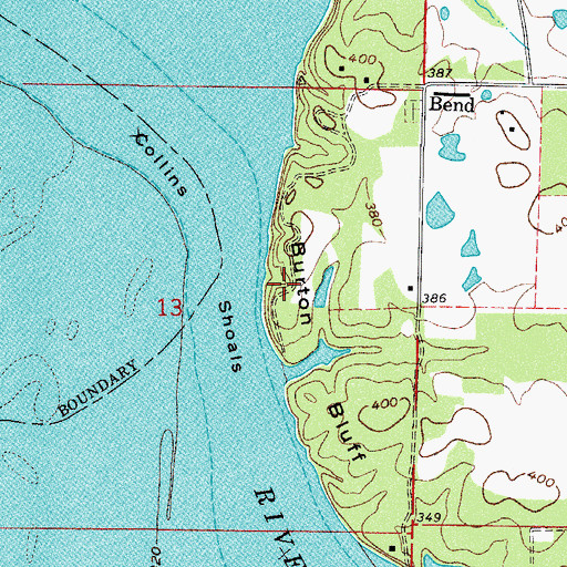 Topographic Map of Burton Bluff, AR
