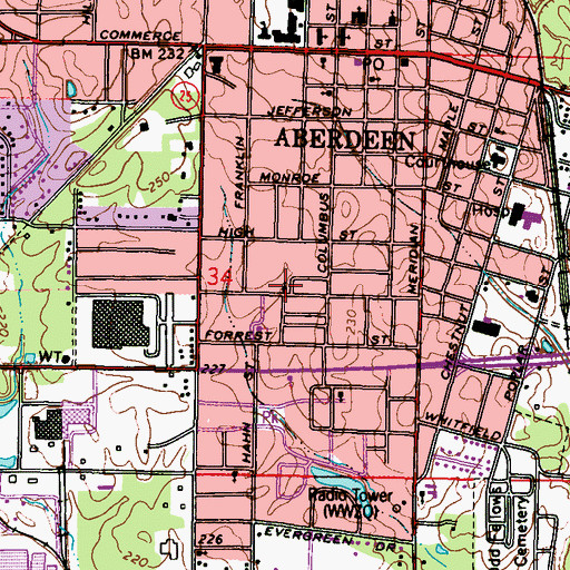 Topographic Map of Paines Chapel African Methodist Episcopal Church, MS